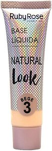 Base Liquida Natural Look 29ml - Ruby Rose - Cor: Bege 03