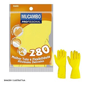 LUVA DE BORRACHA G AMARELA COM FORRO - MUCAMBO