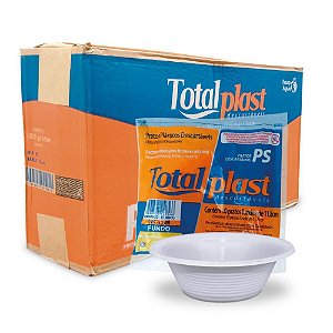 PRATO PLASTICO BRANCO FUNDO 12CM CX C/1000 - TOTALPLAST