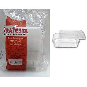POTE RETANGULAR P/ FREEZER E MICROONDAS 750ML CX C/144 (6X24) - PRAFESTA