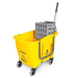 CONJUNTO AMARELO C/ BALDE E ESPREMEDOR DOBLO FLEX 30LTS - BRALIMPIA