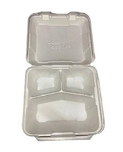 ESTOJO ISOPOR 3 DIV. 1100ML C/TAMPA ACOPLADA FD C/100 - (BH-132) - BOM APETITE
