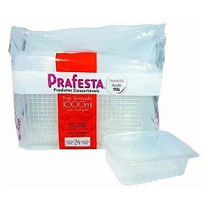 POTE RETANGULAR P/ FREEZER E MICROONDAS 1000ML CX C/144 (6X24) - PRAFESTA