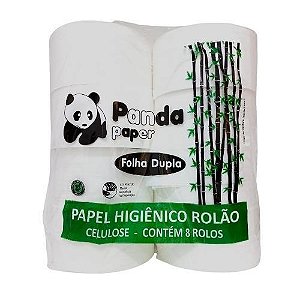 PAPEL HIGIENICO ROLAO 100% CEL.F DUPLA C/8 ROLOS - PANDA PAPER