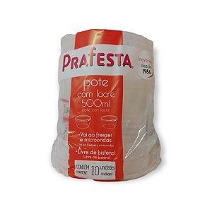 POTE REDONDO P/ FREEZER E MICROONDAS 500ML C/ LACRE CX C/400 (4X100) - PRAFESTA