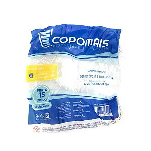 PRATO PLASTICO BRANCO 15CM C/10 - COPOMAIS