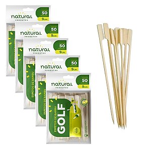 ESPETO GOLF DE BAMBU 09CM C/50 - NATURAL