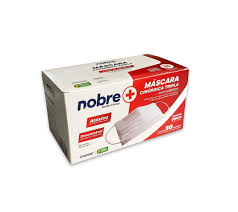 MASCARA BRANCA TRIPLA C/ELASTICO E CLIPE NASAL C/50UND - NOBRE