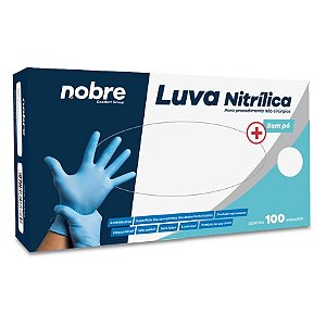 LUVA NITRILICA G AZUL SEM PO CX C/100 - NOBRE