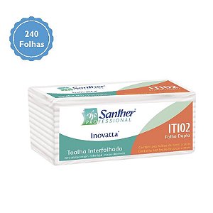 PAPEL TOALHA INTERF INOVATTA 2 DOBRAS 22X21,6 CX C/2400 (ITI002) - SANTHER