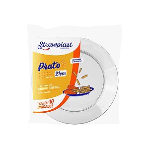 PRATO REDONDO ACRILICO CRISTAL 21CM CX C/140 (14X10) - STRAWPLAST