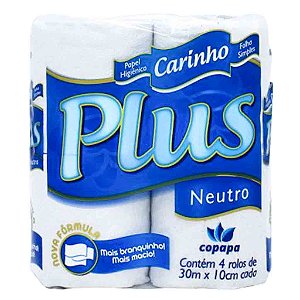 PAPEL HIGIENICO FOLHA SIMPLES - CARINHO PLUS - PCT C/4