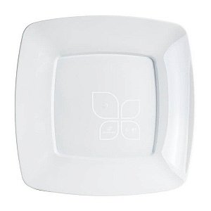 PRATO QUADRADO ACRILICO BRANCO 21CM C/10- STRAWPLAST