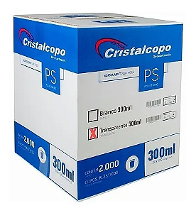 COPO 300ML PP TRANSPARENTE CX C/2000 (20X100) - CRISTALCOPO