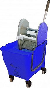 CONJUNTO AZUL C/ BALDE E ESPREMEDOR DOBLO FLEX 30LTS - BRALIMPIA