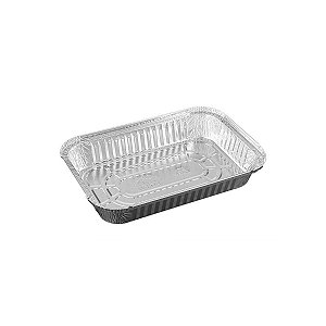 BANDEJA DE ALUMINIO RETANGULAR C/ TAMPA PET 1500ML CX C/100 (D8-100) - WYDA