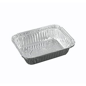 BANDEJA DE ALUMINIO RETANGULAR C/ TAMPA PET 500ML CX C/100 (D6-100) - WYDA