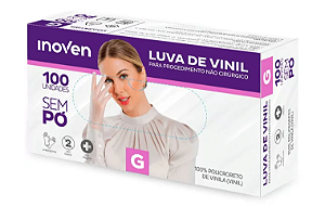LUVA VINIL G SEM PO CX C/100 - INOVEN