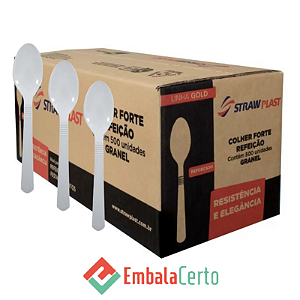 COLHER REFORCADA BRANCA CX C/500 - STRAW