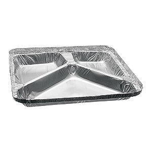 QUENTINHA DE ALUMINIO 3 DIVISOES 900ML CX C/100 - BRICOFLEX