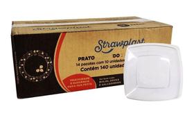 PRATO QUADRADO ACRILICO CRISTAL 21CM CX C/140 (14X10) - STRAWPLAST