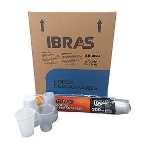 COPO 300ML PS BRANCO CX C/2000 (20X100) - IBRAS