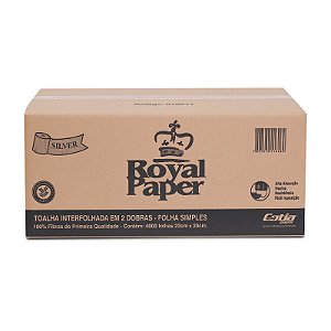 PAPEL TOALHA INTERF.100% CEL.20X22 F SIMPLES C/4800 - ROYAL SILVER