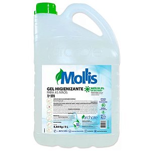 ALCOOL GEL 70º HIGIENIZANTE P/ AS MAOS ARCHOTE 5LTS - MOLLIS