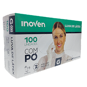 LUVA LATEX G COM PO CX C/100 - INOVEN