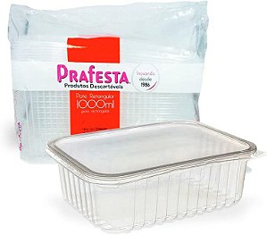 POTE RETANGULAR P/ FREEZER E MICROONDAS 1000ML - PRAFESTA C/24
