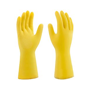 LUVA DE BORRACHA M AMARELA FORRADA C/ALGODAO- MBLIFE