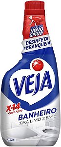 VEJA CLORO ATIVO 500ML TIRA LIMO P/ BANHEIRO - X14 REFIL