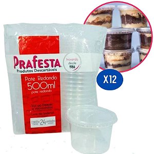 POTE REDONDO P/ FREEZER E MICROONDAS 500ML CX C/288 (12X24) - PRAFESTA
