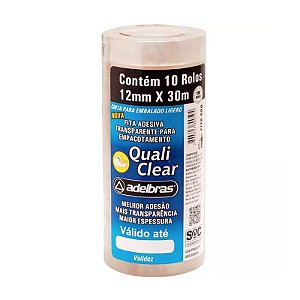 FITA ADESIVA TRANSPARENTE 12MM X 30MTS C/10 - ADELBRAS