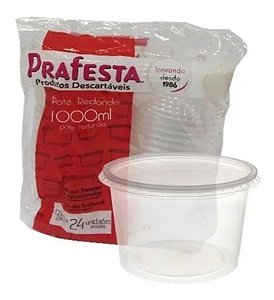 POTE REDONDO P/ FREEZER E MICROONDAS 1000ML CX C/192 (8X24) - PRAFESTA
