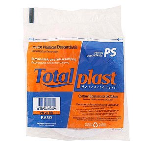PRATO PLASTICO BRANCO 21CM C/10 - TOTALPLAST