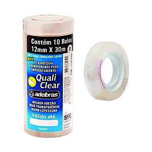 FITA ADESIVA TRANSPARENTE 12MM X 30M - ADELBRAS