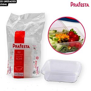 POTE RETANGULAR P/ FREEZER E MICROONDAS 150ML - PRAFESTA C/20
