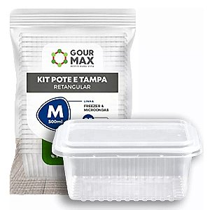 POTE RETANGULAR P/ FREEZER E MICROONDAS 350ML CX C/ 144 (6X24)  - GOURMAX