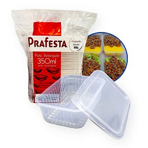 POTE RETANGULAR P/ FREEZER E MICROONDAS 350ML - PRAFESTA C/24