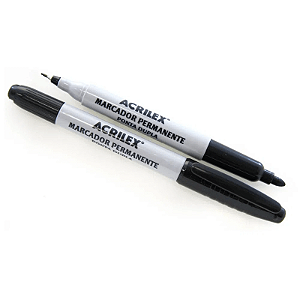 MARCADOR PERMANENTE PONTA DUPLA PRETO - KIT