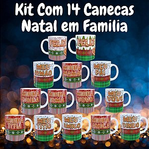 Kit 14 Canecas Natal em Família – Decoração e Presentes de Natal
