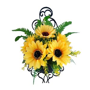 Arranjo de parede arandela com girassol flor grande artificial