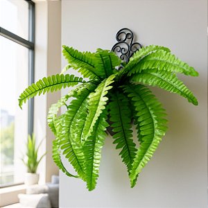 Samambaia Com Vaso De Parede Folhagem Artificial Arranjo Pronto