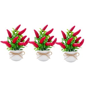 3 Vasinho Decorativo Pimenta Decoração De Cozinha Mesa Posta Kit 3un