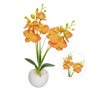 Arranjo De Orquídea Efeito 3D Realista Com Vaso E Pedrinhas