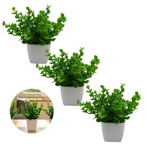 3 Vasinhos Decorativos Com Folhagem Eucalipto Trio Pronto
