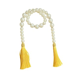 Colar De Mesa Decorativo Perolas Strass Tassel 70cm Bandeja Mesa Posta Decor