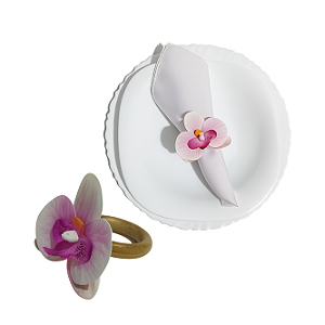 6 Argola Orquidea Siliconada 3D Porta Guardanapo Kit 6un