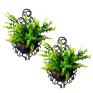 2 Arranjo De Parede Arandela Com Folhagem Artificial